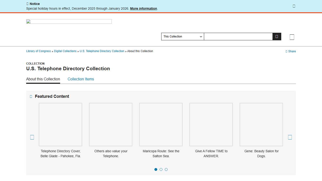 About this Collection | U.S. Telephone Directory Collection | Digital Collections | Library of Congress